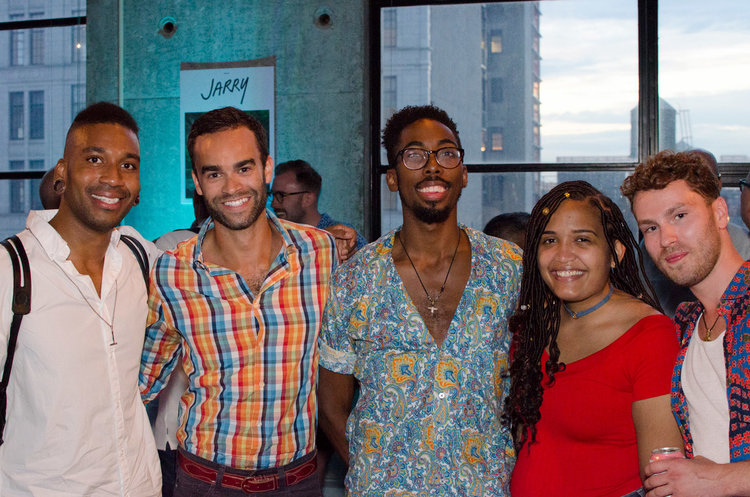 Issue 4 Cover guy Chef KPE (left) with friends at Issue 4's Sunset Soiree at Baryshnikov Arts Center.