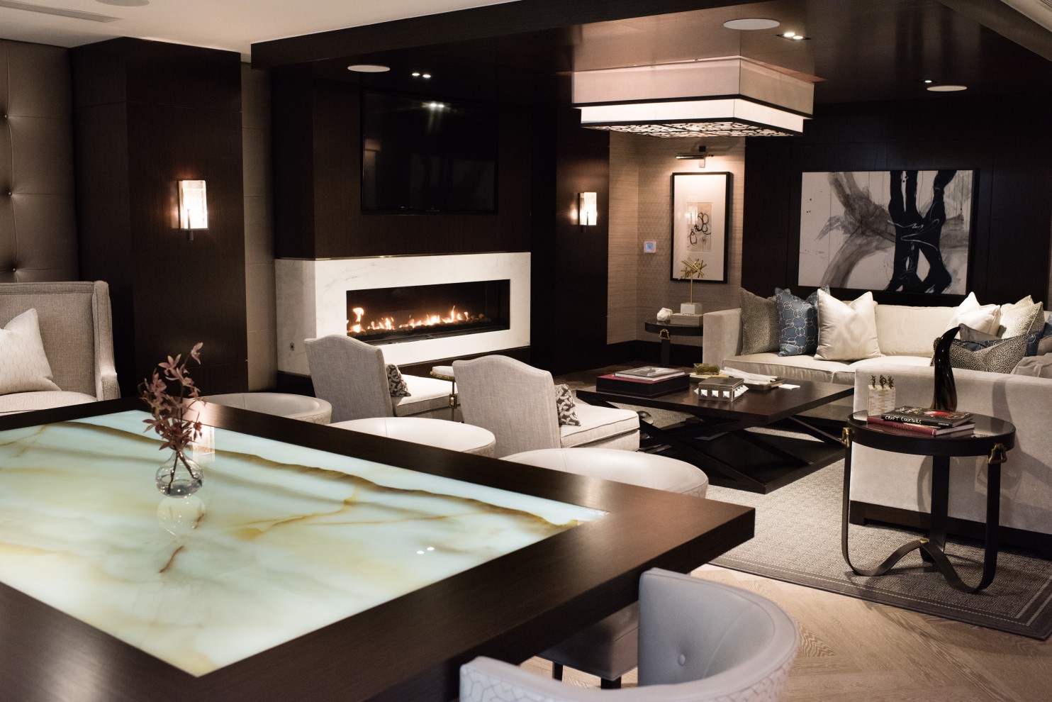 The Onyx Lounge on the lower level of the Lauren was designed by Akseizer. (Sarah L. Voisin/The Washington Post)