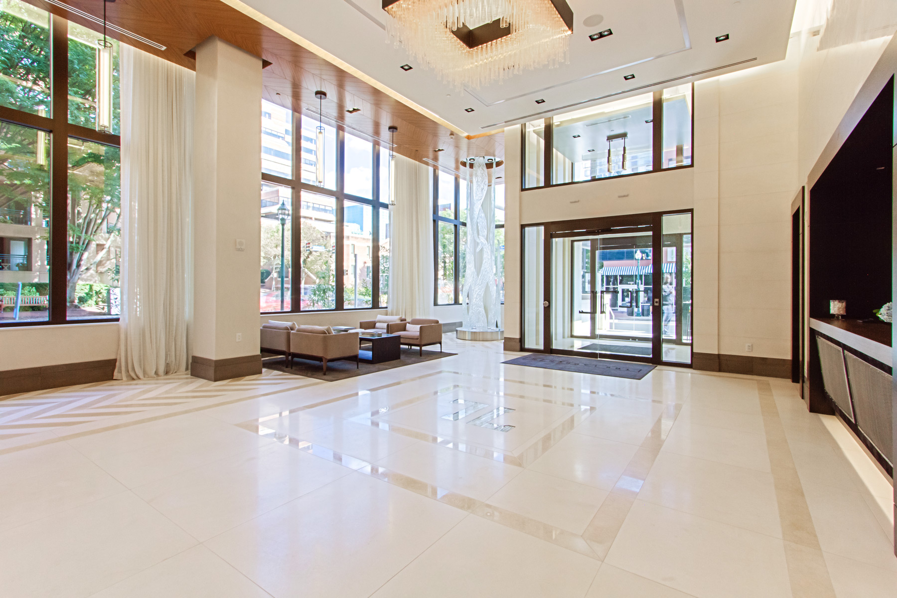 The grand lobby provides an elegant welcome home to residents • Image Provided by The Lauren Residences