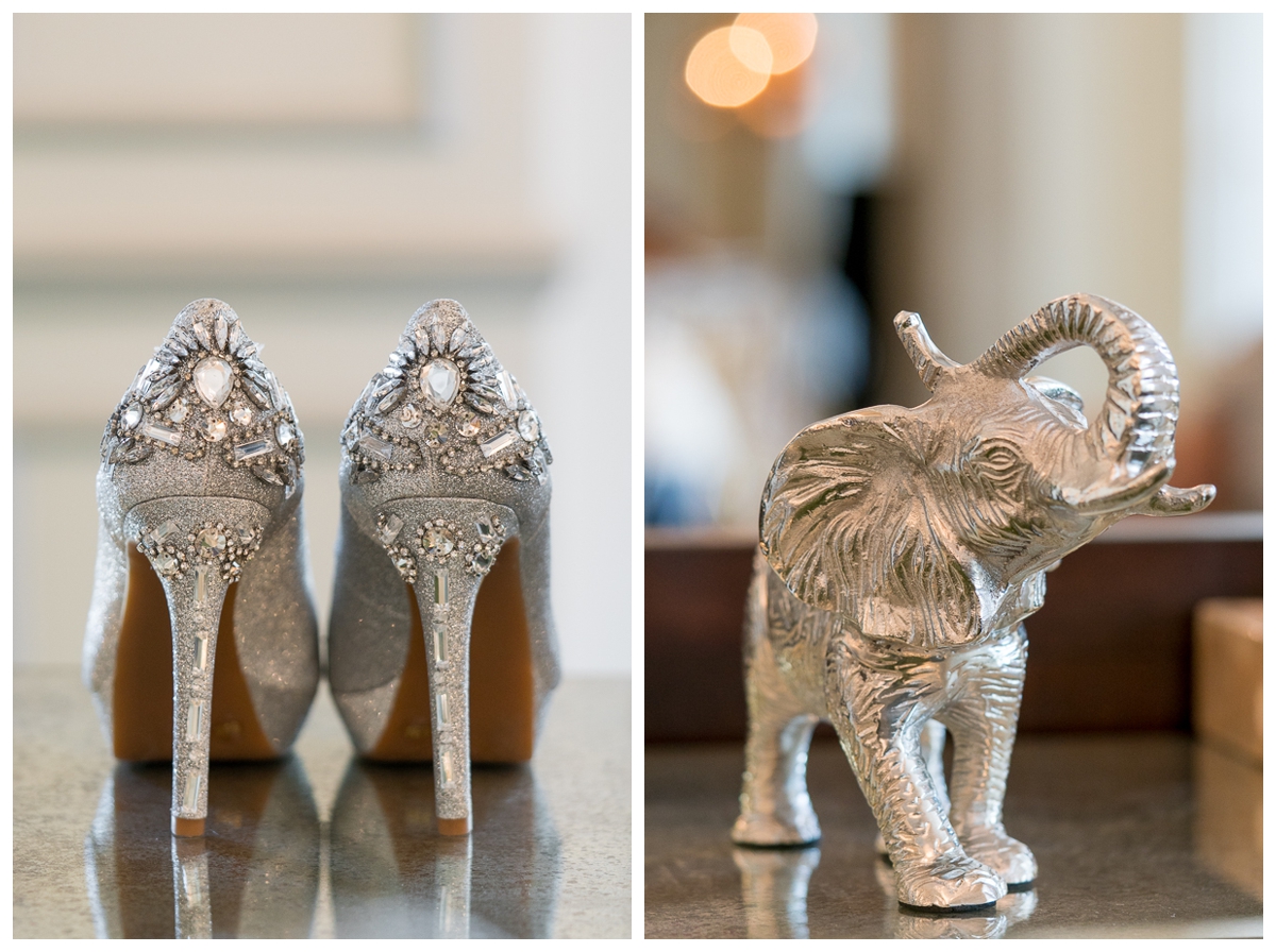 Silver Bridal Shoes at St. Anthony Hotel Wedding Reception | San Antonio Wedding Photographer