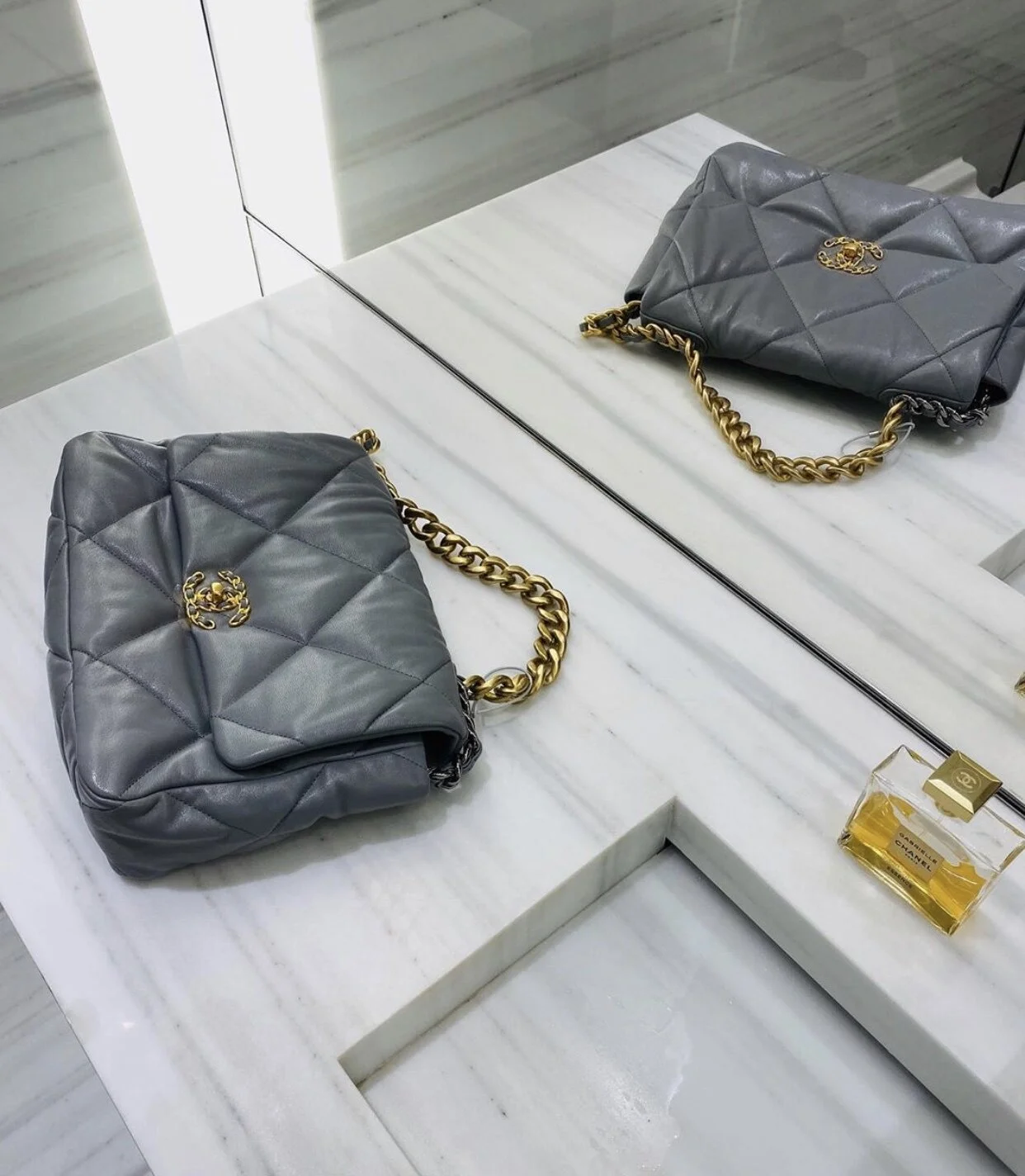 chanel 19 bag grey