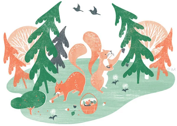 Foraging Squirrel Pattern Detail