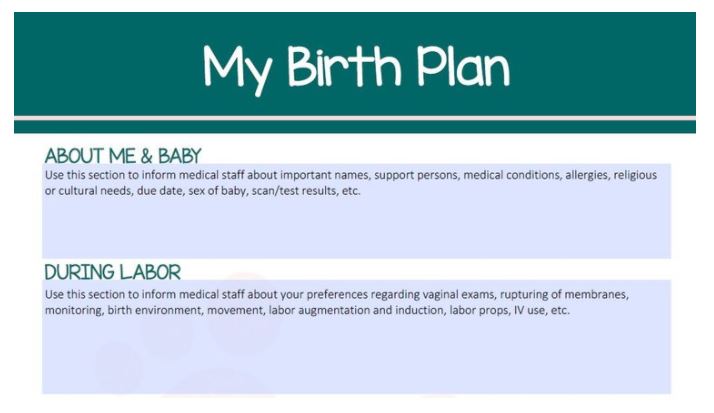 My Birth Plan