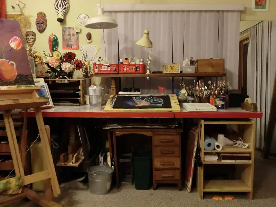 Marjorie Schalles Here is mine. It is always undergoing remodels to squeeze just a little more storage space into it.
