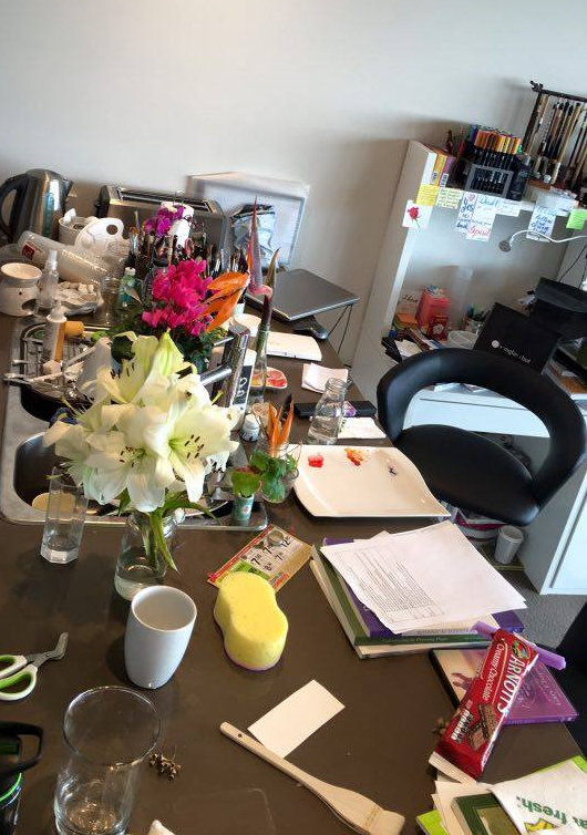 Sakshi Deshpande My kitchen countertop is my workspace and a cozy little barstool my raised chair.