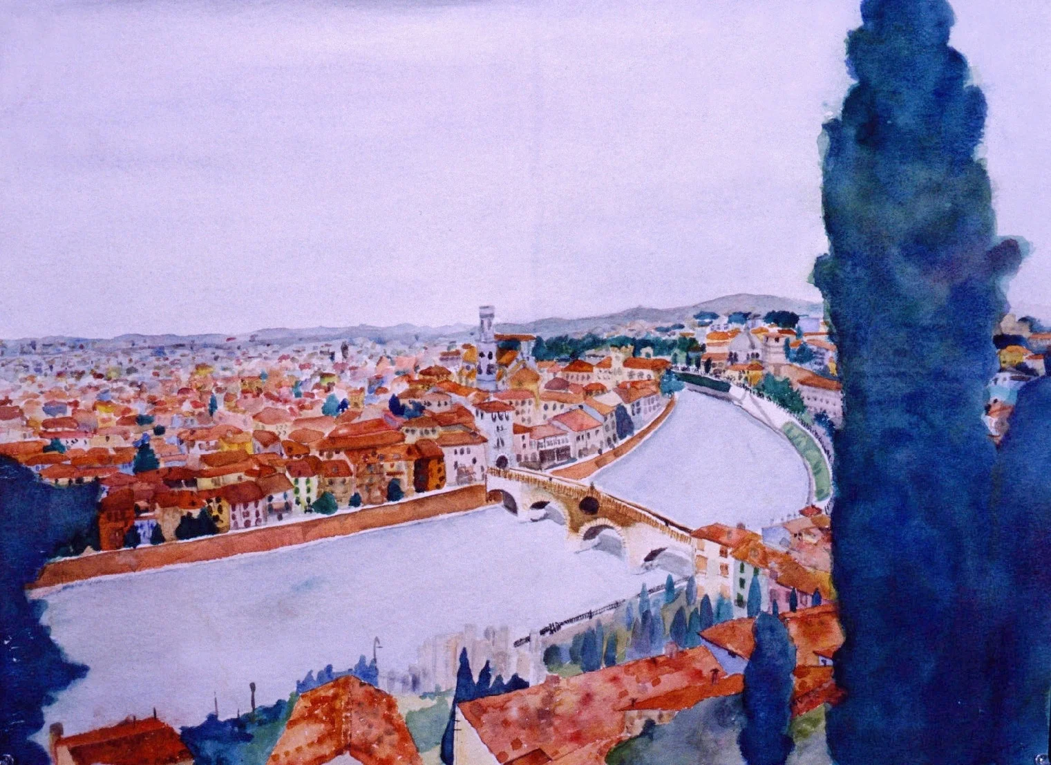 In 1984 I took on this ambitious watercolor of Verona, Italy where I grew up and where my family still lives now.