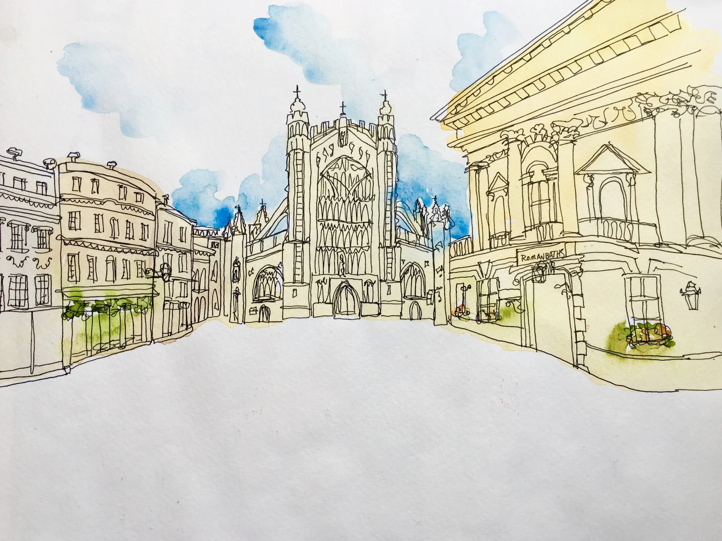 One of my favorite squares: Bath Abbey Square. Always full of music, street performers, cafe tables, and people. 