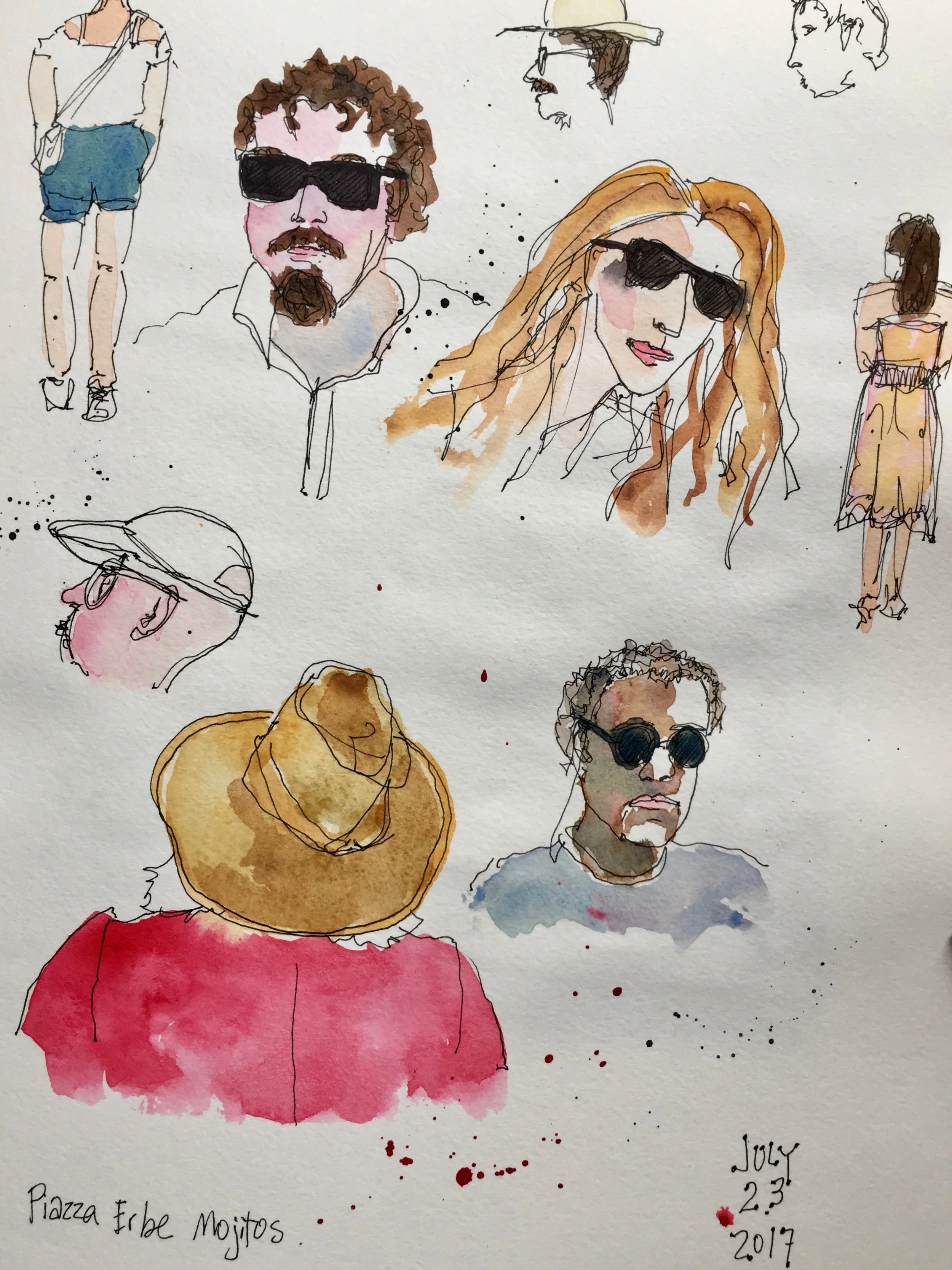 Back in Verona, we sat outdoors in Piazza Erbe, sipping ice-cold mojitos, sketching (me) and talking to a man (Dave) at the table next to us. He was from Ireland and had quite a few entertaining stories to share.
