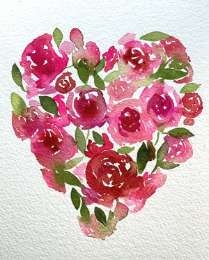 Watercolor Hearts and Roses - My Flower Journal