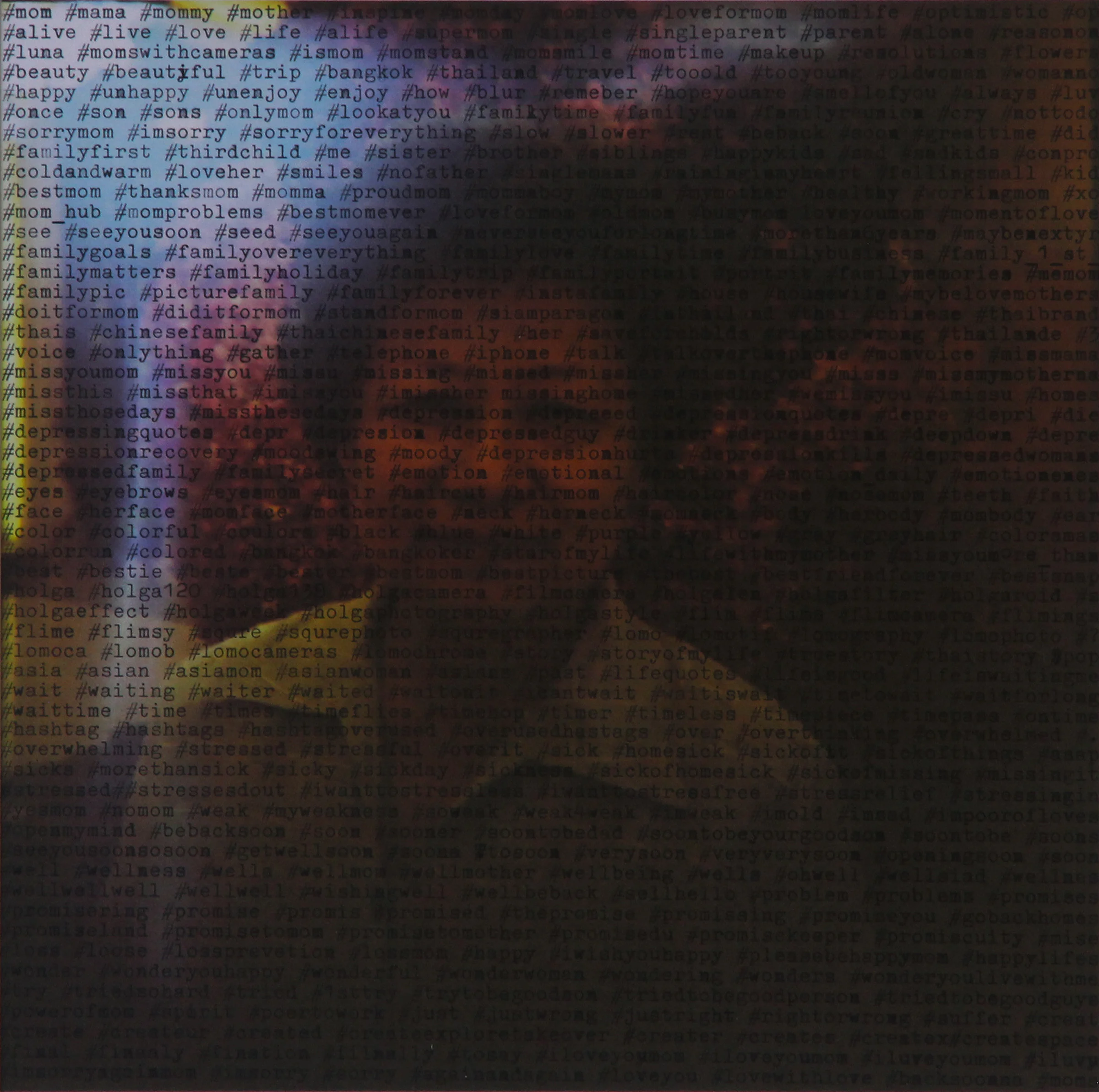 #mom, 2015, mixed media, 16 1/2 x 16 1/2 inches
