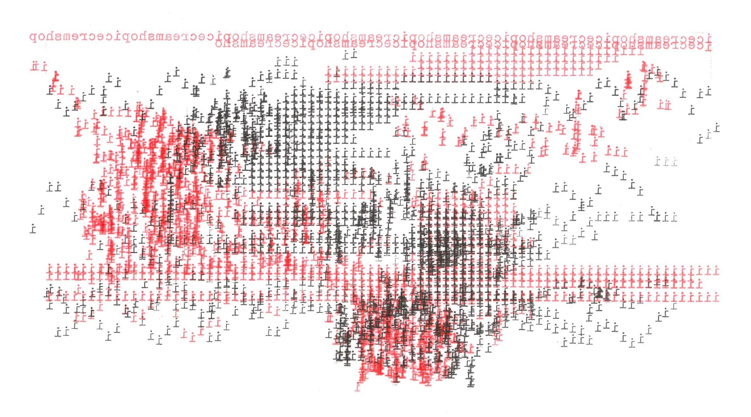 ICE CREAM TIME, 2018, Typewriter Drawing on Japanese paper, 10 x 7 inches