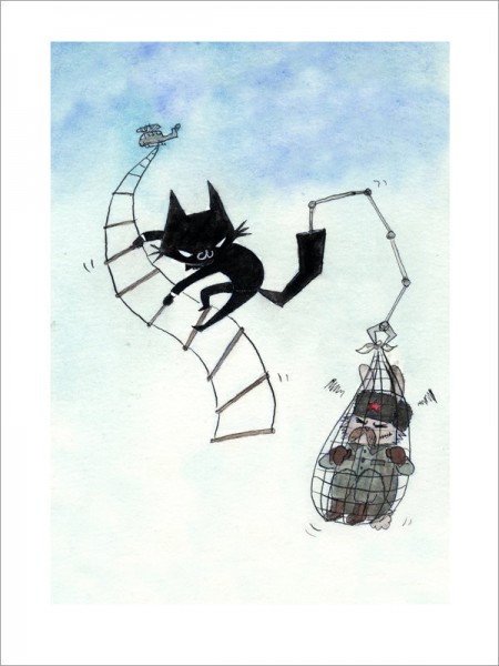 Cat in Black Apprehends the Cagey Bunny