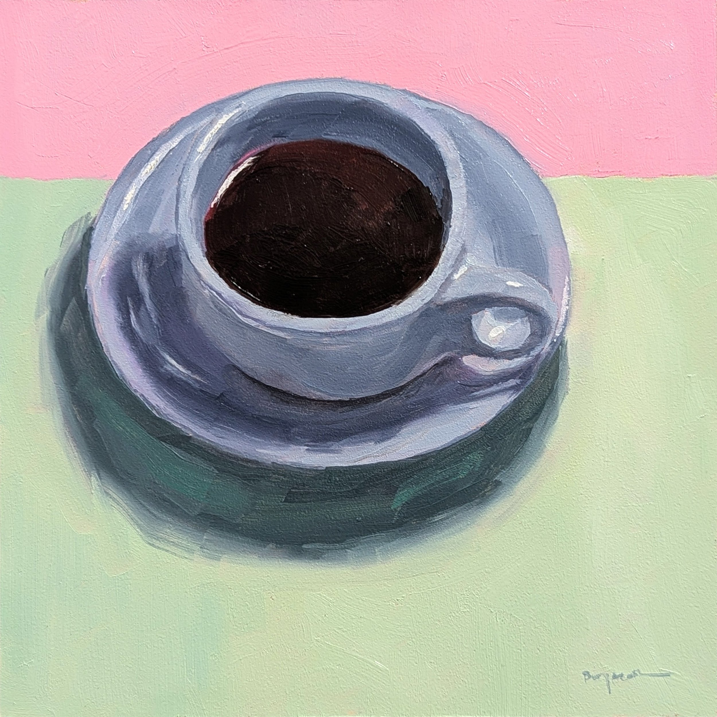 Black Coffee with Pink and Green