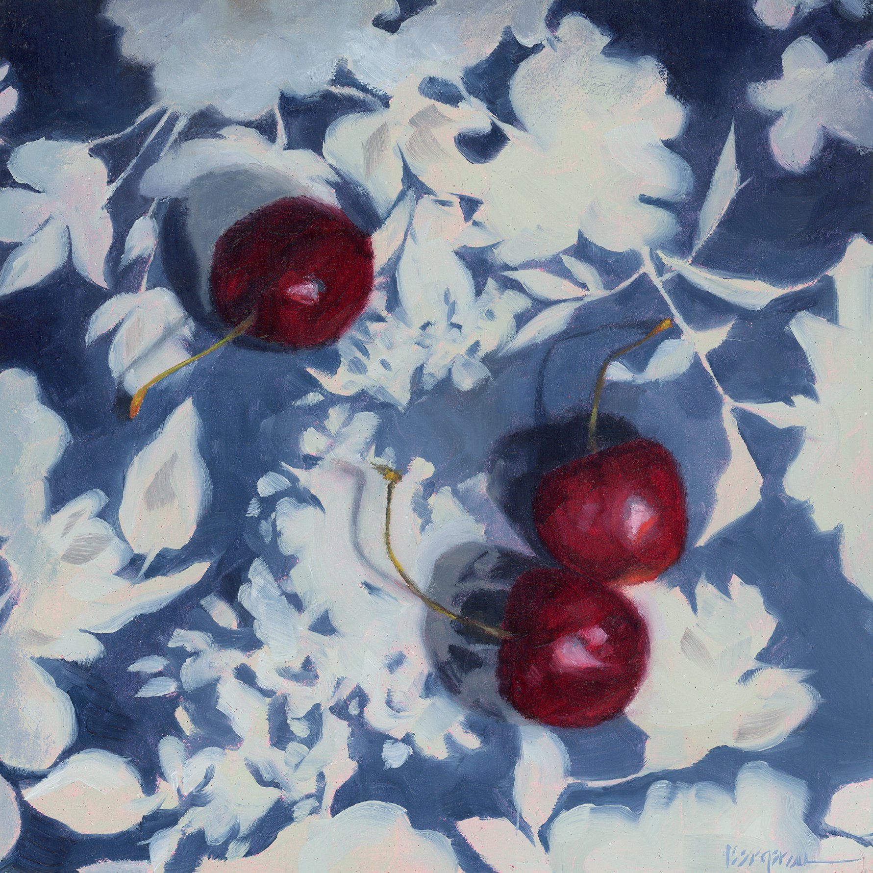 %22cherriesonbluefloral%22,oil,6%22x6%22.jpg