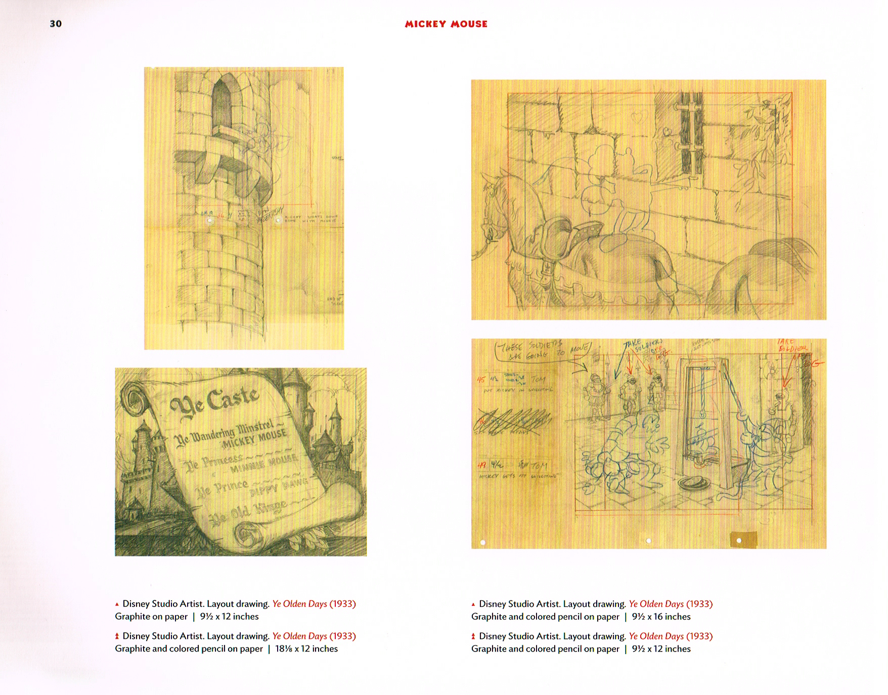 mickey mouse ye olden days 1933 concept art, mickey mouse concept art