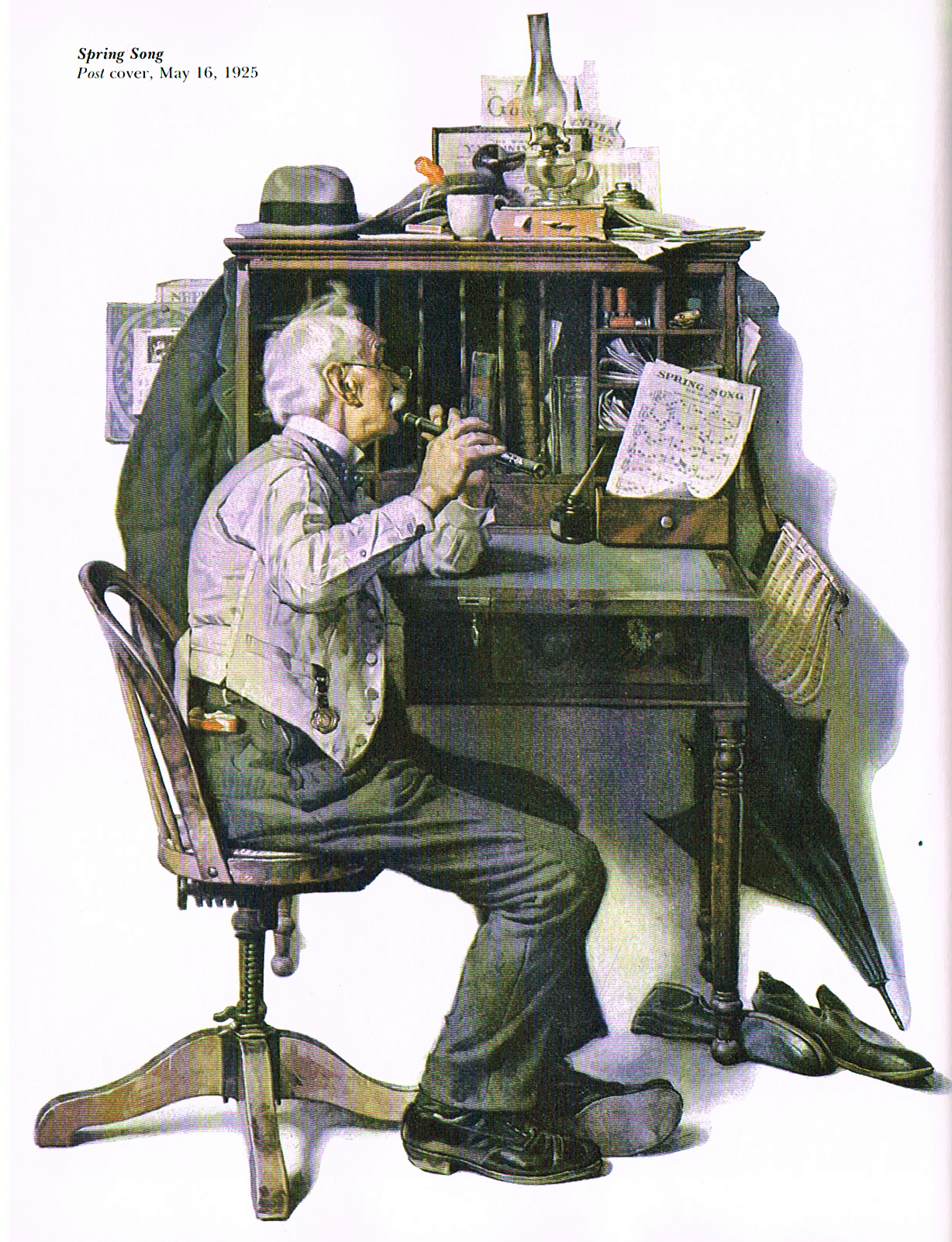 the art of Norman Rockwell,norman Rockwell faith of america book, norman Rockwell paintings, spring song 1925 norman Rockwell painting, post cover 1925