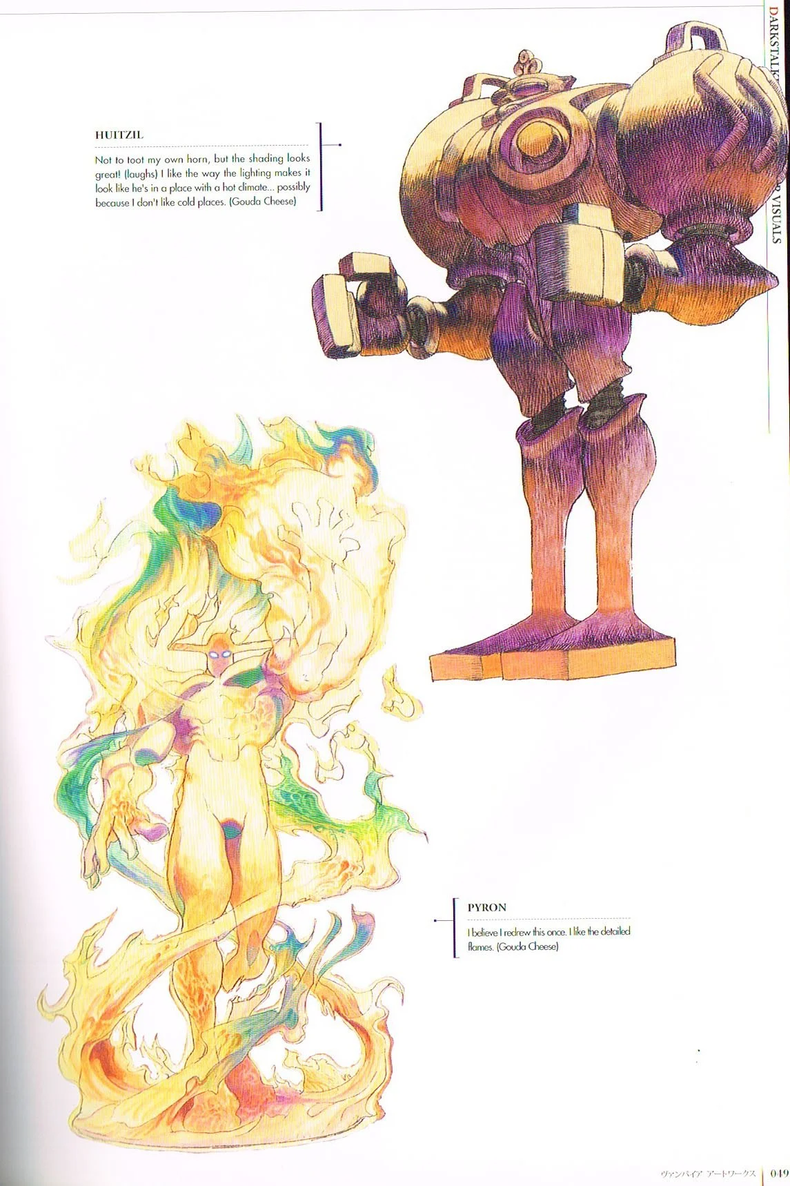 the art of darkstalkers,darkstalkers official complete works,darkstalkers art,gouda cheese bengus,darkstalkers character art,darkstalkers huitzil,darkstalkers pyron