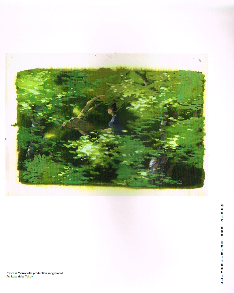 the art of hayao miyazaki,hayao miyazaki,princess mononoke,princess mononoke concept art,miyazaki imageboards,deer god princess mononoke,kodama tree spirits,ashitaka rides yakul