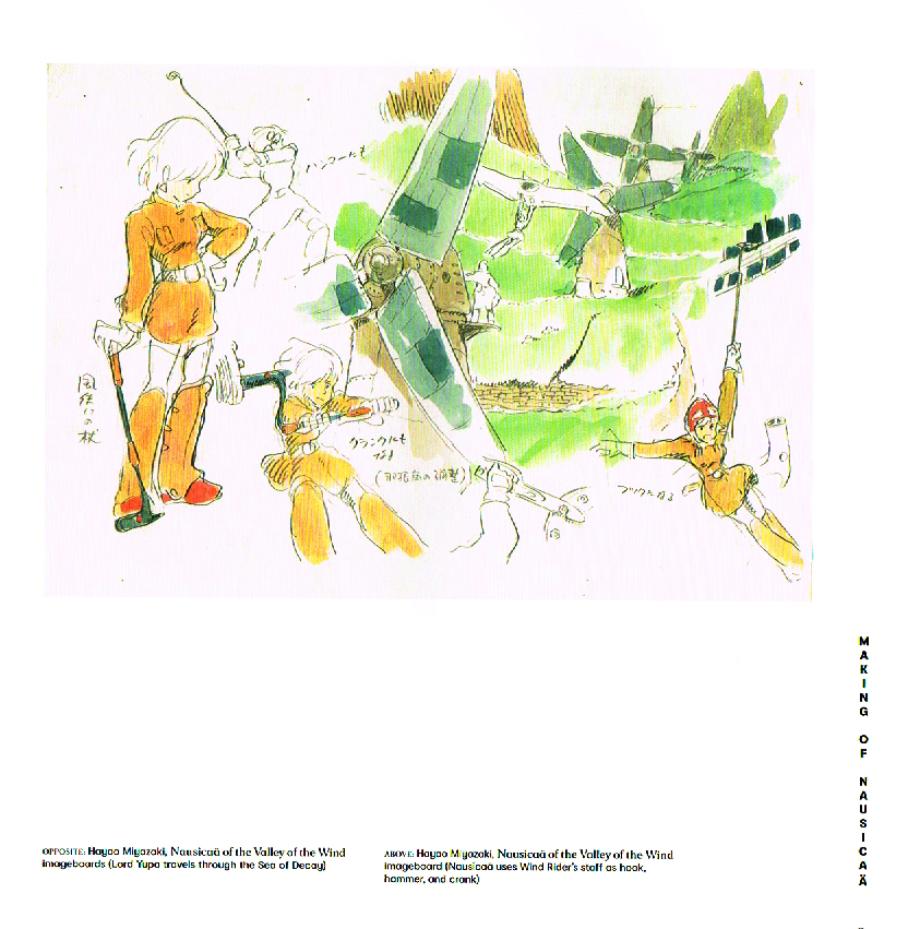 the art of hayao miyazaki,hayao miyazaki art,nausicaa art,nausicaa using wind riders staff,