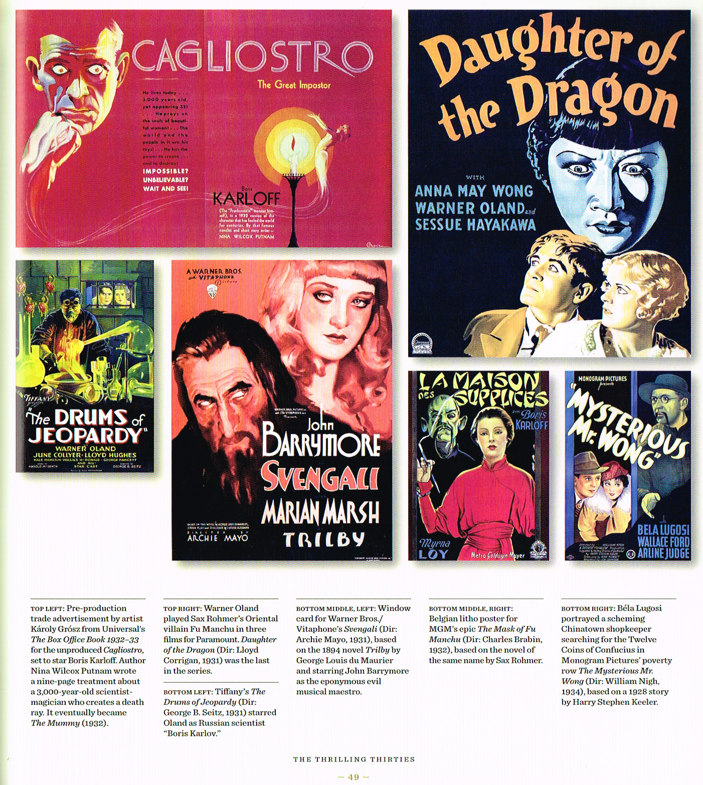 art of horror movies an illustrated history,art of horror movies,horror movies posters,karlory grosz art,daughter of the dragon 1931,the drums of jeapardy 1931,svengali 1931,the mask of fu manchu 1932,mysterious mr wong 1934