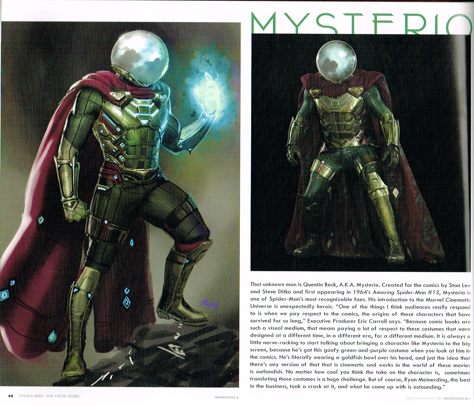 the art of spiderman,mysterio concept art,ryan meinerding mysterio art art,far from home concept art,mysterio character designs