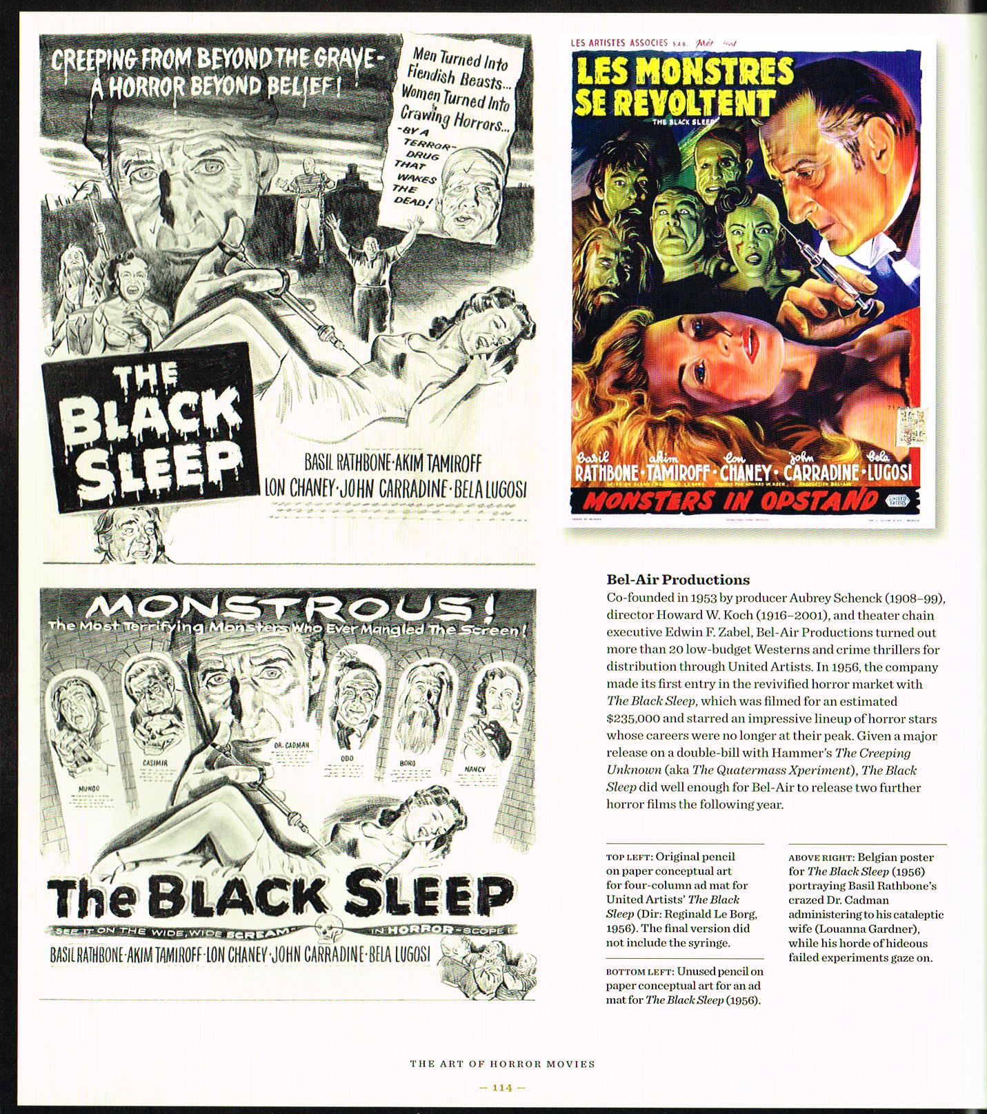 the art of horror movies,the art of horror movies an illustrated history,the black sleep 1956 movie poster,the black sleep movie popster pencil drawing 1956