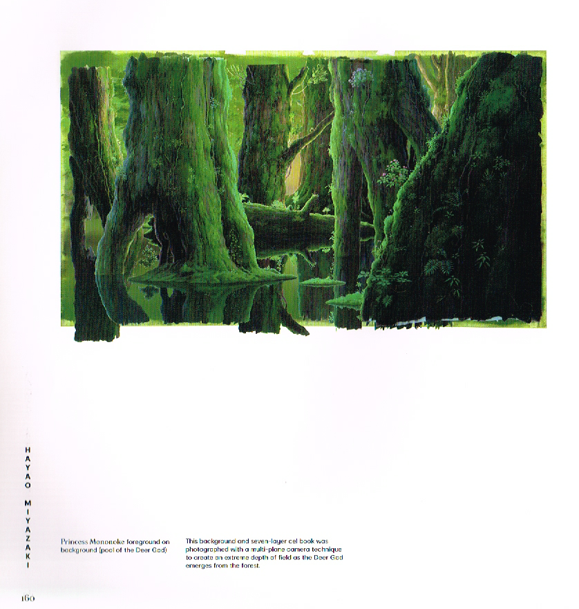 the art of hayao miyazaki,hayao miyazaki,princess mononoke,princess mononoke concept art,miyazaki imageboards,deer god princess mononoke,kodama tree spirits,pool of the deer god concept art
