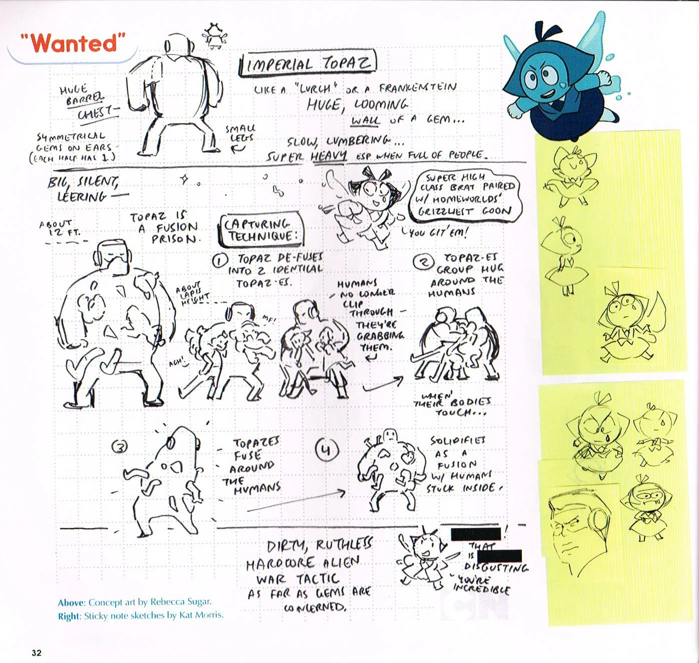the art of Steven universe,steven universe end of an era art book,steven universe art,kat morris sticky notes sketches Steven universe,kat morris Steven universe art,rebecca sugar Steven universe art