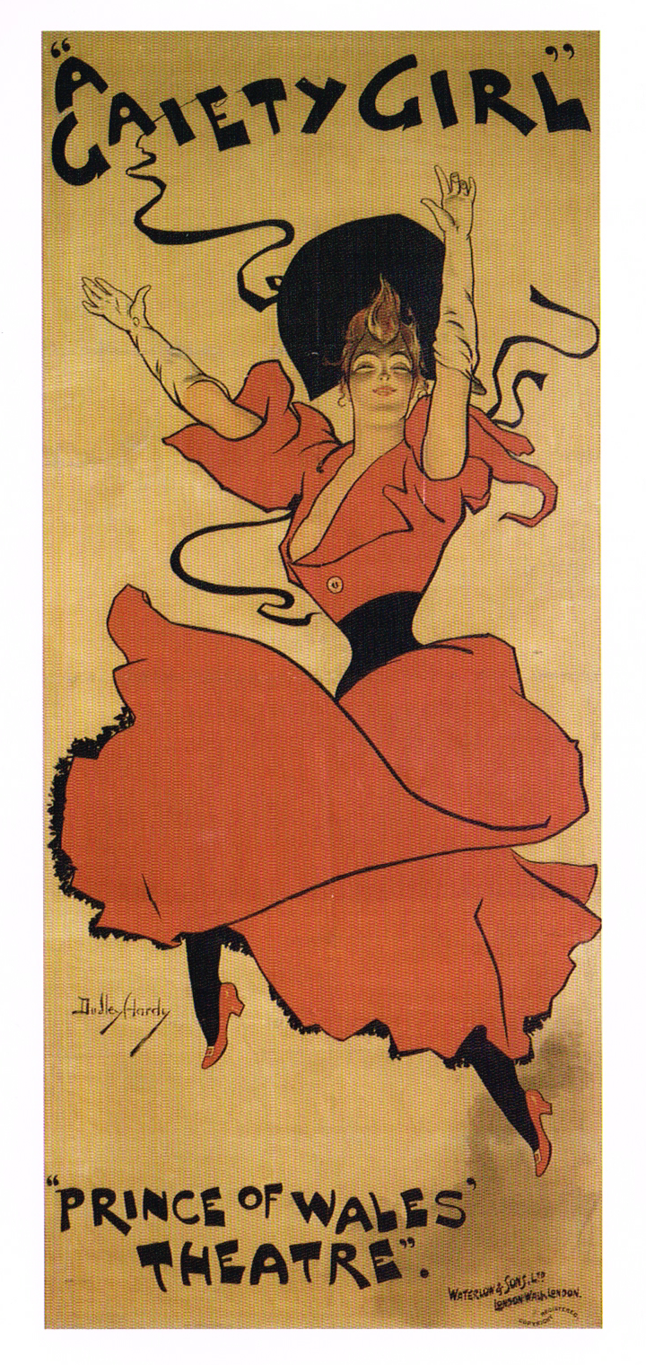 art nouveau poster, art nouveau,dudley hardy poster, a gaiety girl poster,colour lithograph a gaiety girl by dudley hardy 1893,the poster a visual hisotry,prince of wales theater poster,a gaiety girl art nouveau poster