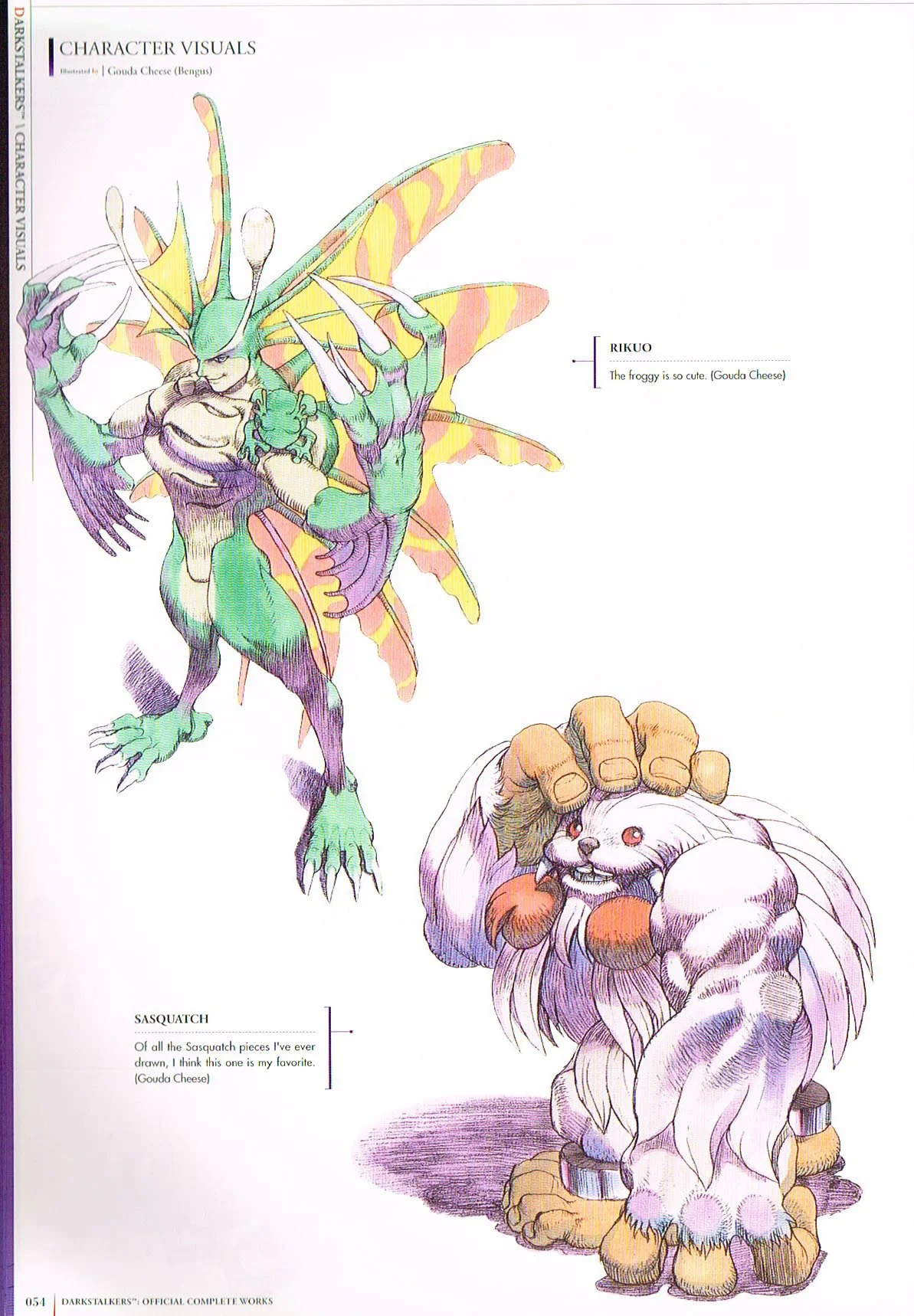 the art of darkstalkers,darkstalkers official complete works,darkstalkers art,gouda cheese bengus,darkstalkers character art,darkstalkers rikuo,darkstalkers sasquatch