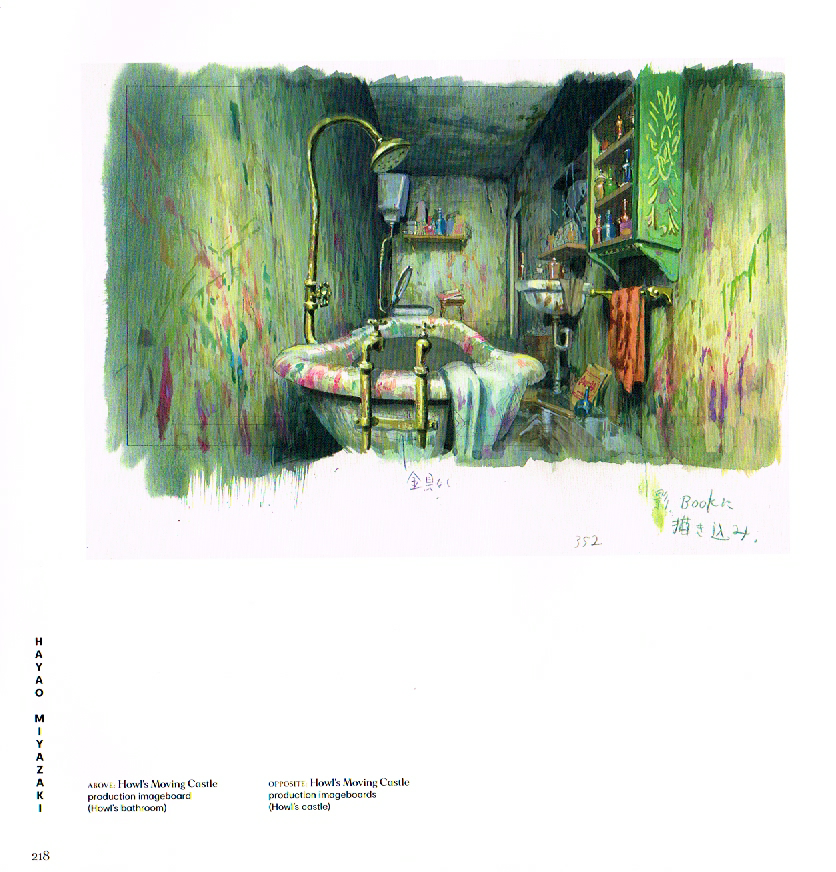 the art of hayao miyazaki,hayao miyazaki,hayao miyazaki concept art,studio ghibli art,howls moving castle background,howls moving castle concept art,howls moving castle howls bathroom