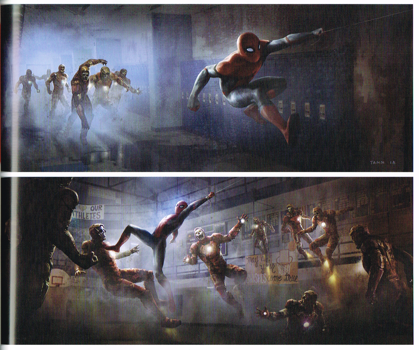 the art of Spiderman far from home, marvels Spiderman far from home art book,spiderman far from home concept art,spiderman production art,henrik tamm spiderman art,henrik tamm art,ironman chasing spiderman art