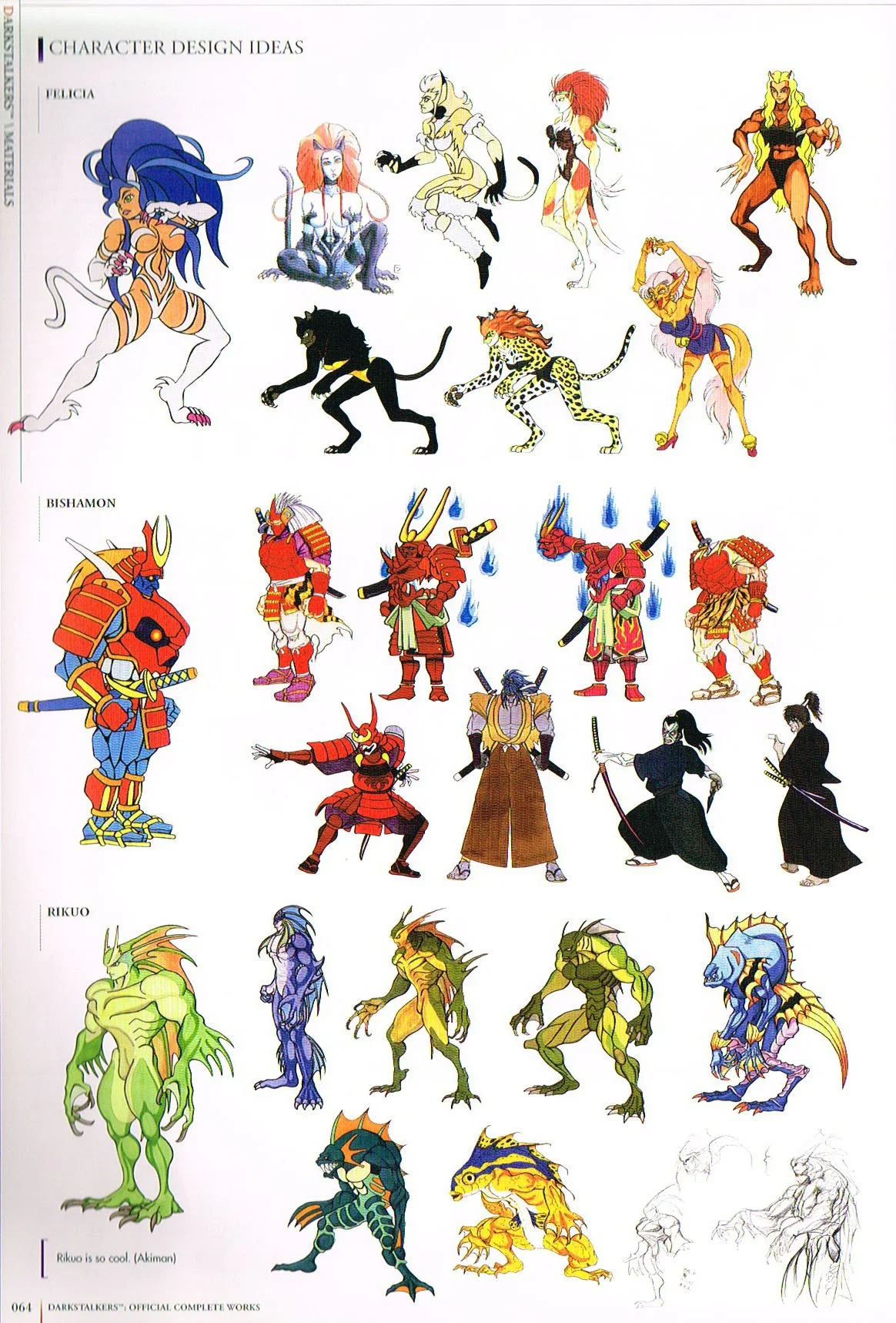 the art of darkstalkers,darkstalkers official complete works book,darkstalkers concept art,darkstalkers character designs akiman,akiman darkstalkers concept art