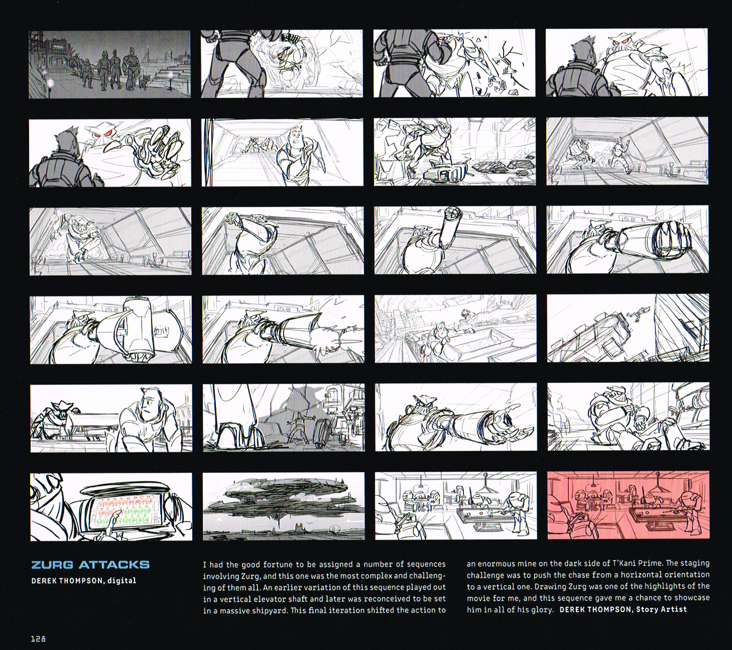 the art of lightyear,pixars lightyear art, lightyear concept art,zurg attacks storyboards,derek Thompson storyboards, lightyear storyboards