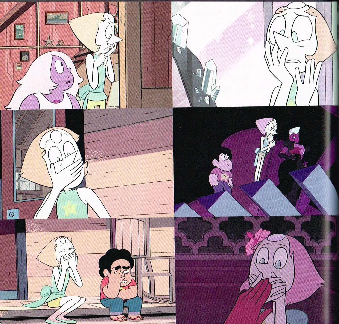 the art of steven universe,steven universe end of an era,rebecca sugar,pearl covering her mouth steven universe