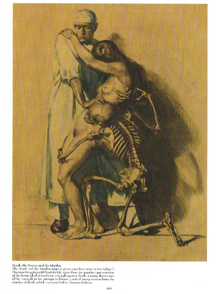 death a graveside companion,the art of death a graveside companion,death and the maiden,ivo saliger 1920 painting,physician struggling with death for life painting ivo saliger 1920