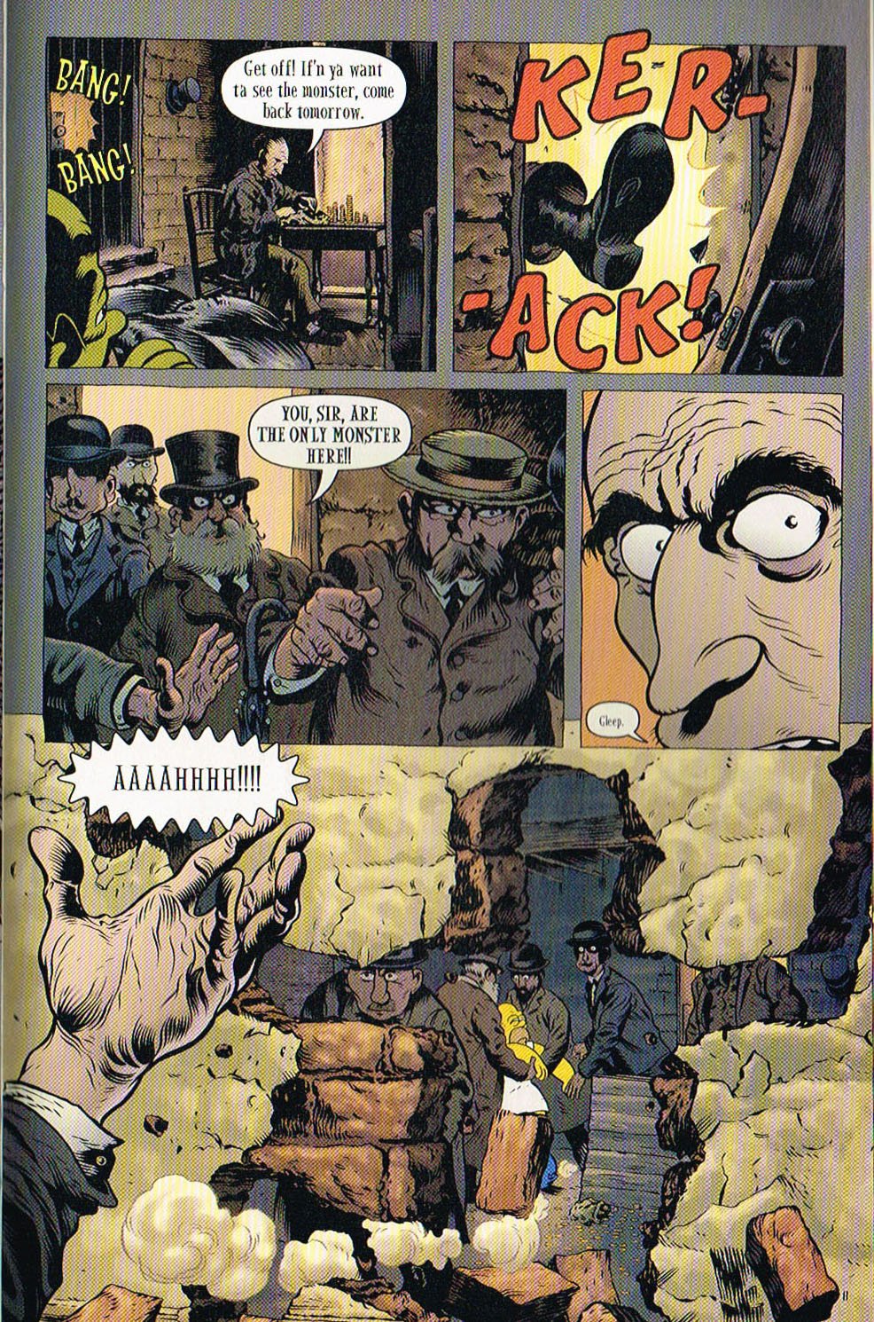 the art of Simpsons,bart Simpsons tree house of horror comic 7,tree house of horror comic,homererectus comic,troy nixey,dave stewarts,karen baiter,bill morrison,matt groening