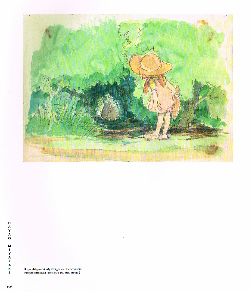 the art of hayao miyazaki,hayao miyazaki artbook,hayao miyazaki art,miyazaki concept art,my neighbor totoro imageboard,my neighbor totoro background art,mei looks into the tree tunnel concept art