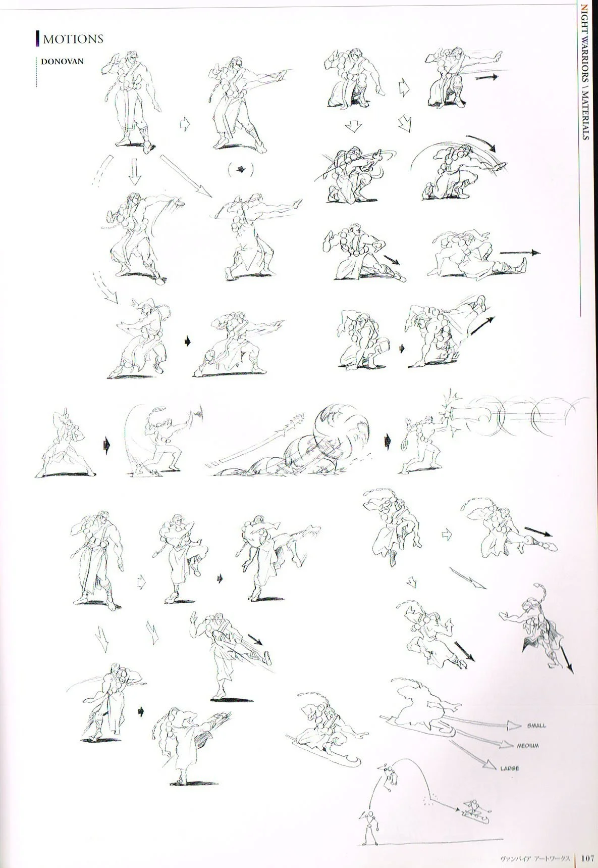 darkstalkers official complete works,the art of darkstalkers,capcom art,gouda cheese bengus art,donovan darkstalkers motion sketches