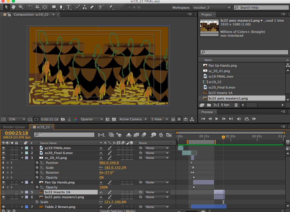 screen shot of after effects, production blog after effects