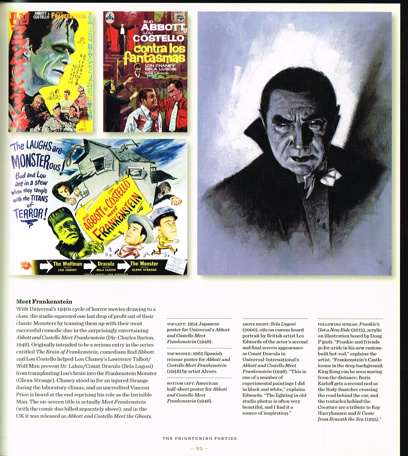 the art of horror movies an illustrated history,the art of horror movies,horror movie posters,abbott and castello meet frankenstein 1948,bela lugosi portrait by les edwards 2000,les edwards bela lugosi painting
