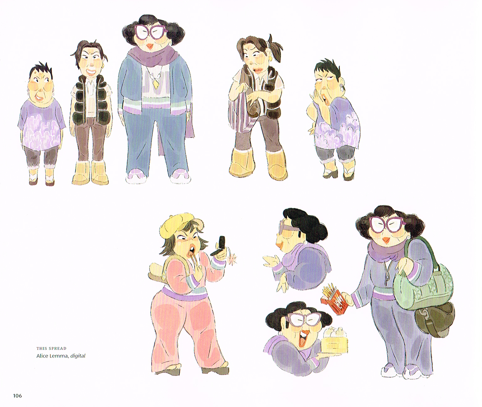 the art of turning red, character designs by alice lemma, turning red concept art by alice lemma