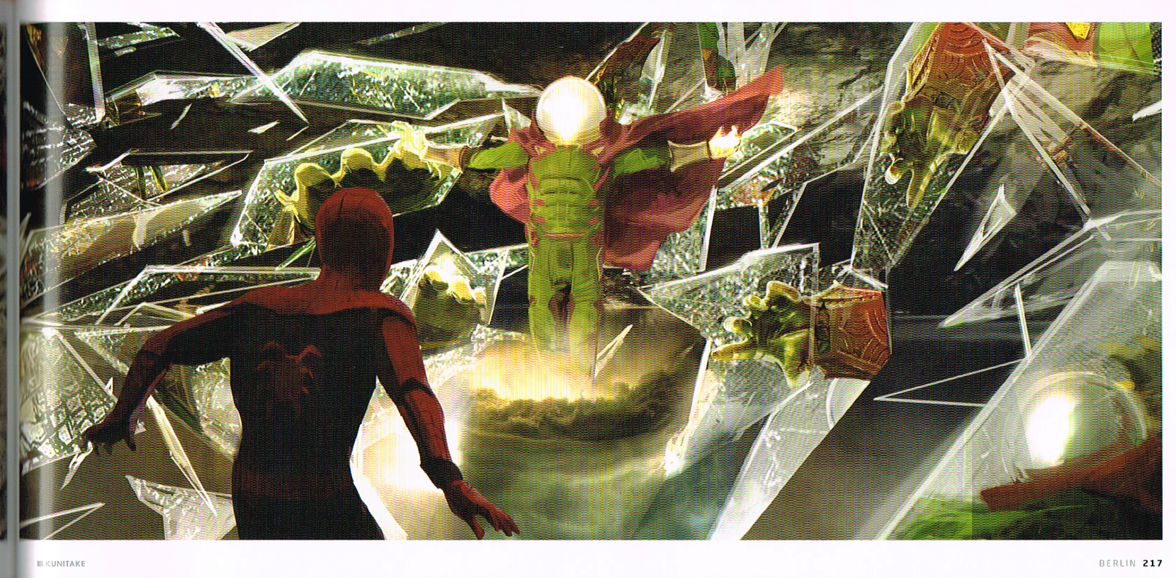 the art of Spiderman far from home, marvels Spiderman far from home art book,spiderman far from home concept art,spiderman production art,tani kunitake spiderman art,tani kunitake art,spiderman mystrio concept art