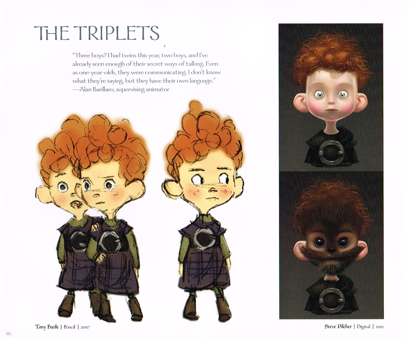 the art of brave,pixars brave concept art,brave concept art,brave triplets art,brave character designs,tony fucile art,steve pilcher art