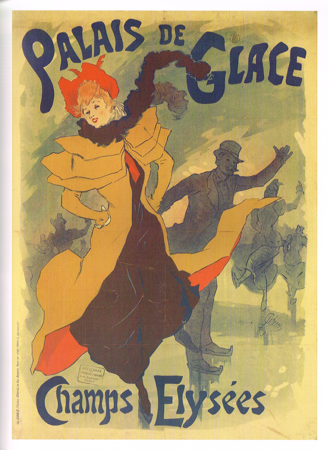 jules cheret poster,palais de glace champs elysees poster jules cheret 1893,champ elysee poster,jules cheret art nouveau poster,jules cheret colour lithograph,the poster a visual history,palais de glace poster