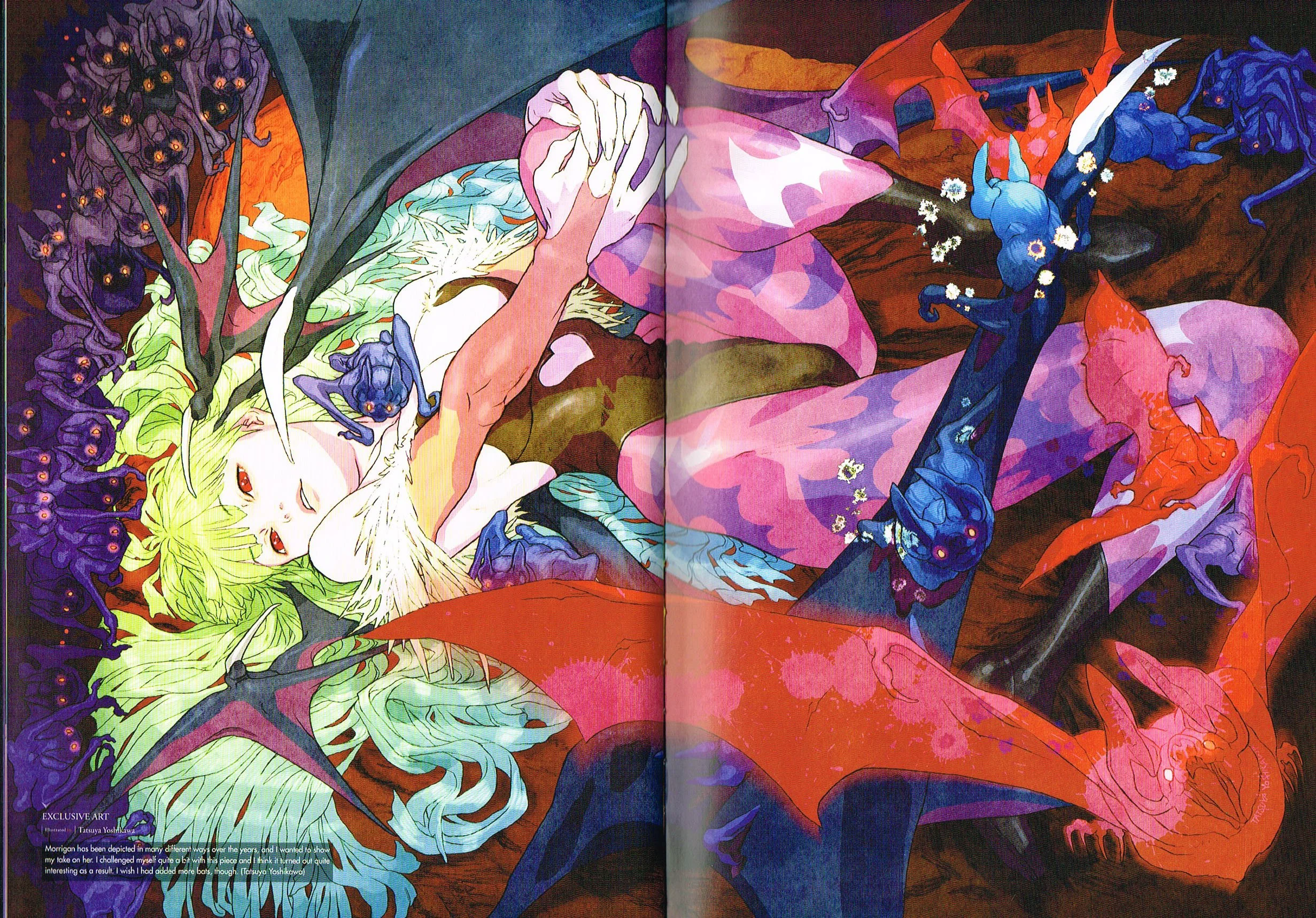 the art of darkstalkers,darkstalkers official complete works,darkstalkers concept art,tatsuya Yoshikawa art,darkstalkers Tatsuya Yoshikawa art,tatsuya yoshikawa capcom