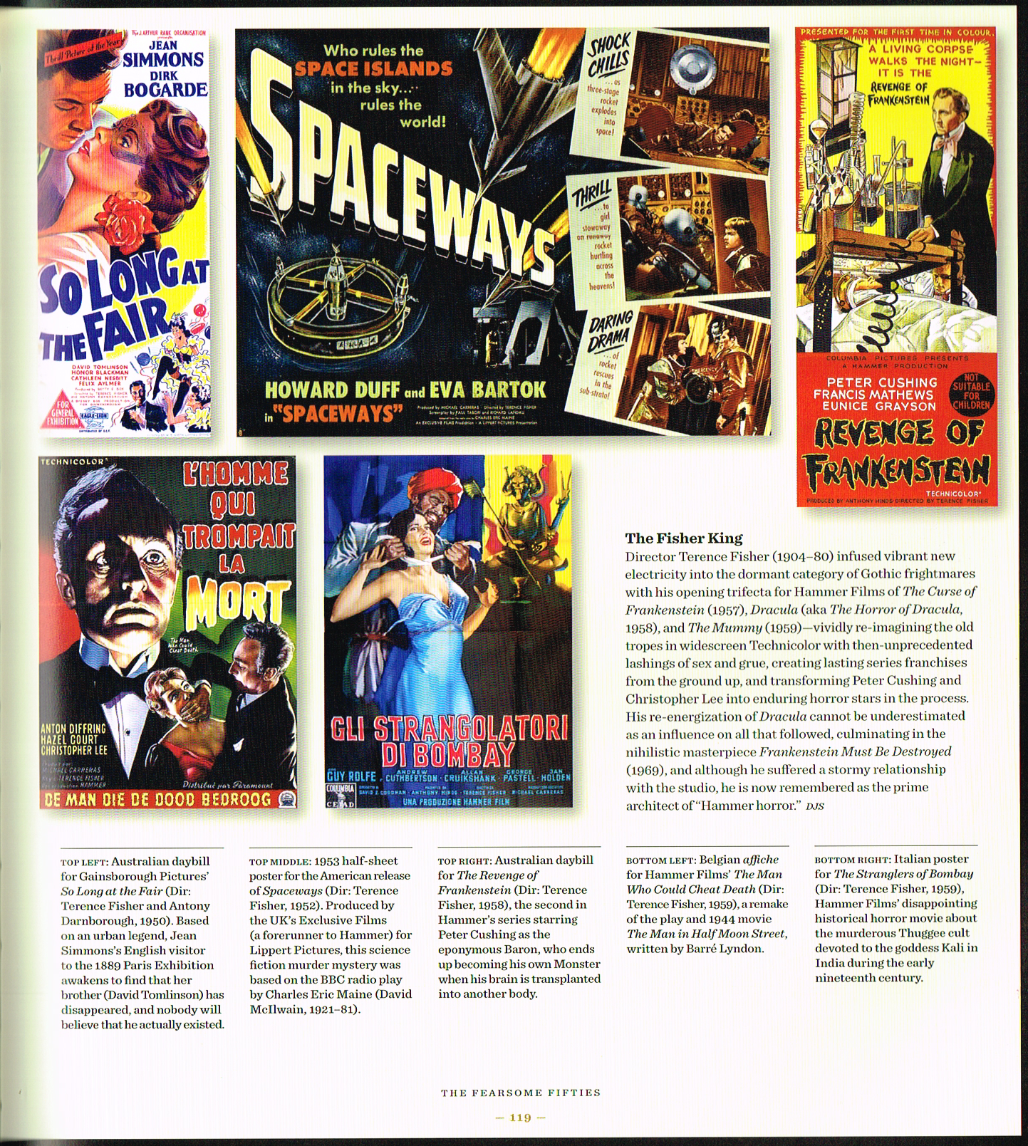 the art of horror movies,the art of horror movies an illustrated history,horror movie posters,horror movies art,so long at the fair 1950,spaceways 1952,revenge of frankenstein 1958,man who could beat death 1959,stranglers of bombay 1959