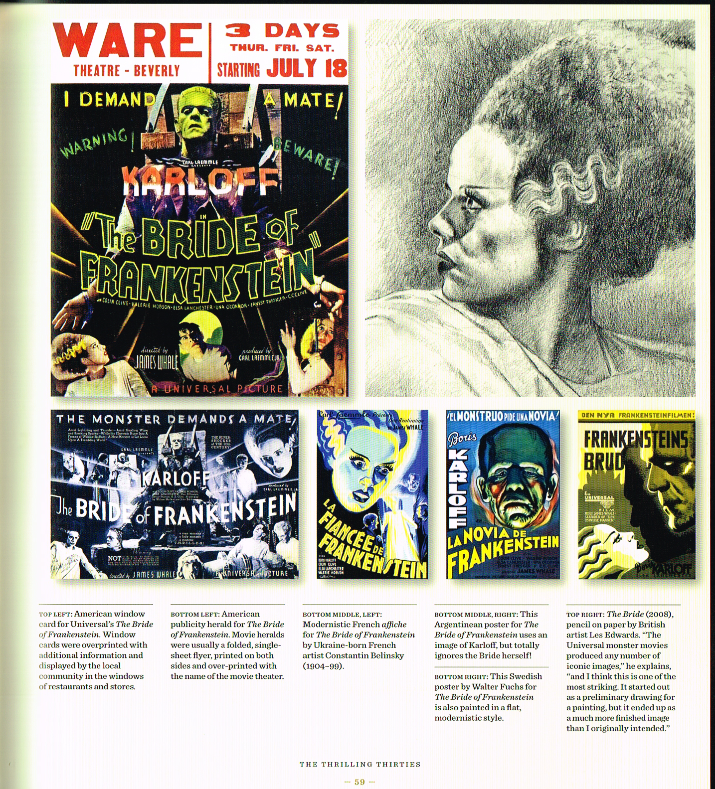 the art of horror movies and illustrated history,art of horror movies,horror movies posters,the bride of Frankenstein posters,walter fuchs art,constantin belinsky art