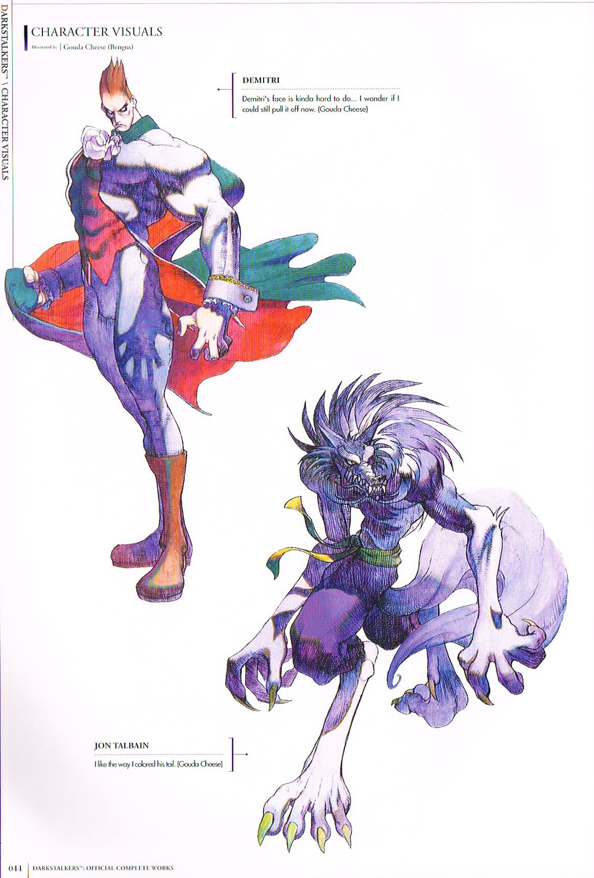 the art of darkstalkers,darkstalkers official complete works,demitri concept art darkstalkers,gouda cheese bengus art, gouda cheese darkstalkers,jon talbain darkstalkers art
