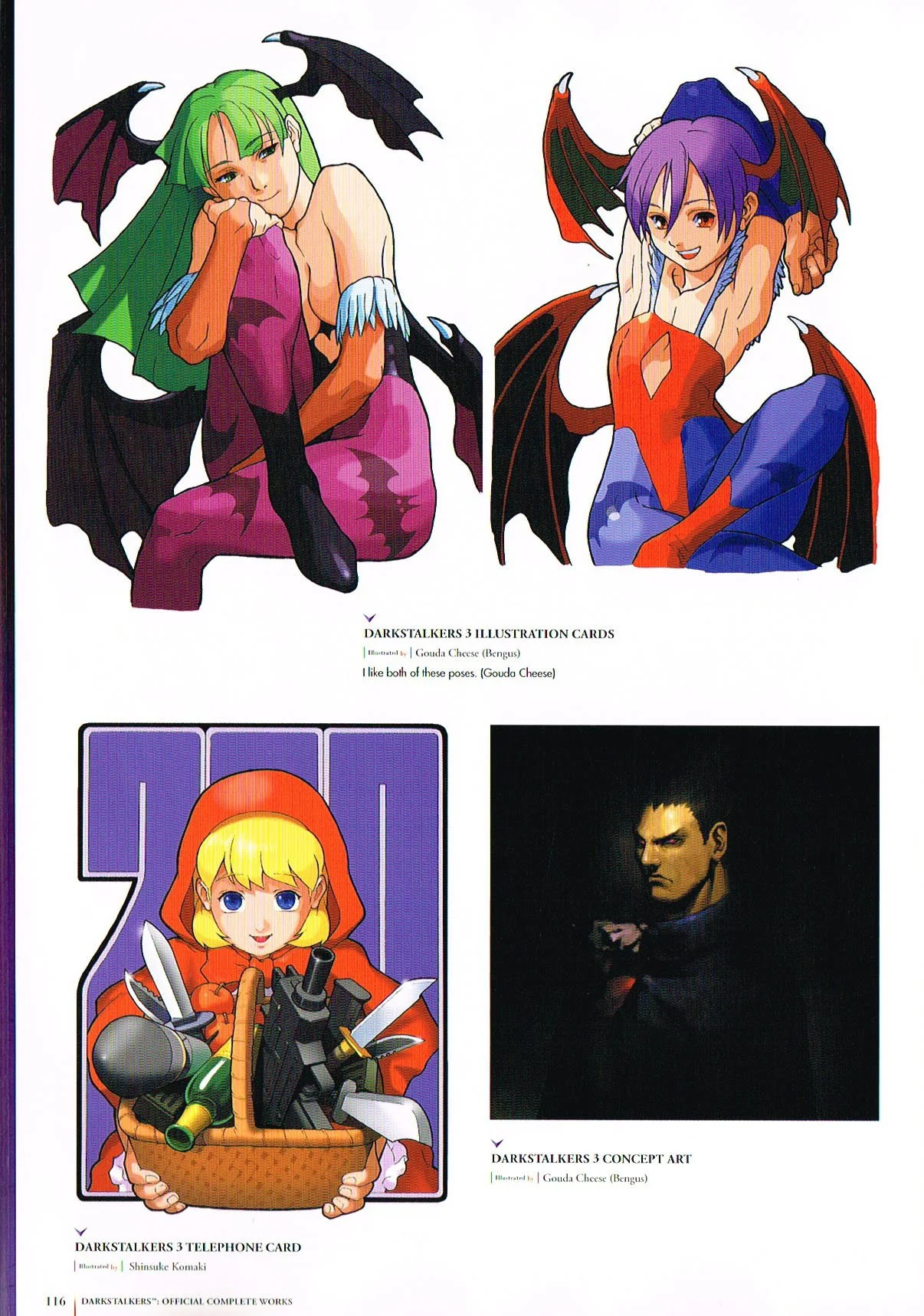 the art of darkstalkers,darkstalker official complete works,darkstalkers 3 art,darkstalkers art,gouda cheese bengus,shinsuke komaki,vampire hunter 2 art